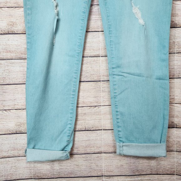 Gap 1969 Women's Jeans 32T Light Blue Always Skinny Stone Wash Denim Cuffed Hem - Picture 3 of 13